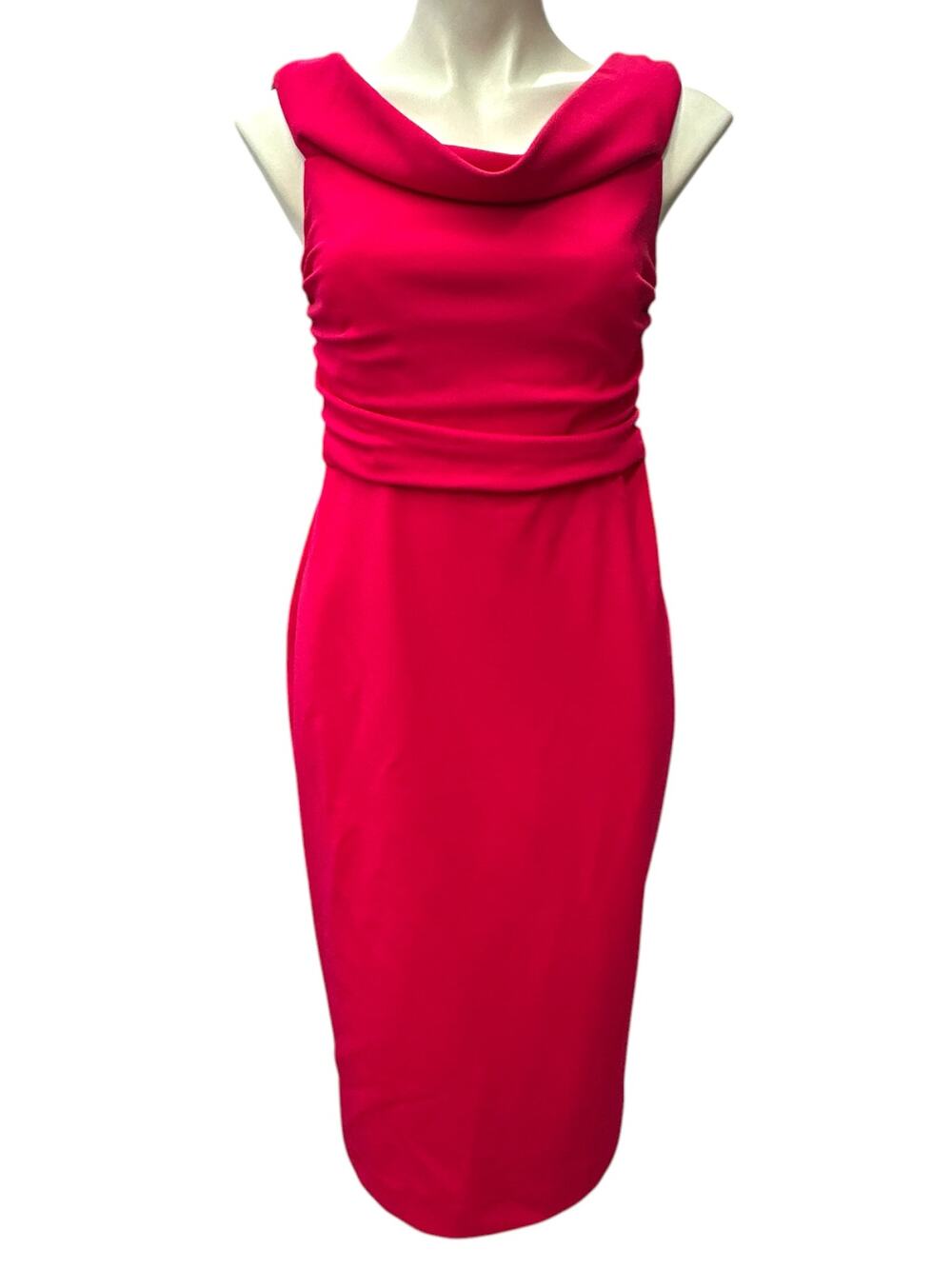 NWT Trina Turk Picture Perfect Dress Women's Size 6 Hibiscus Pink Cowl Ruched